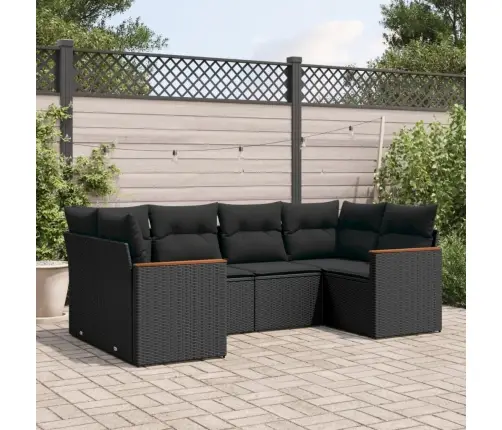 6-Daļīgs Dārza Dīvāna Komplekts, Matrači, Melna Pe Rotanpalma Vidaxl