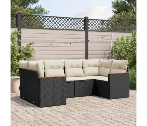 6-Daļīgs Dārza Dīvāna Komplekts, Matrači, Melna Pe Rotanpalma Vidaxl