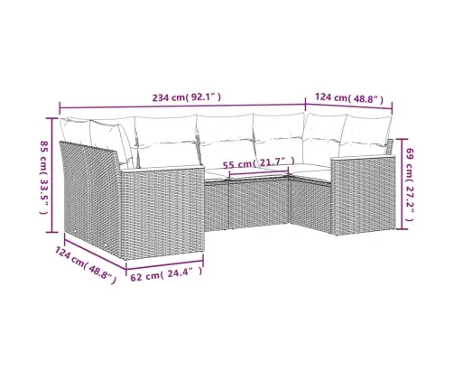 6-Osaline Aiadiivani Komplekt Patjadega, Hall, Polürotang