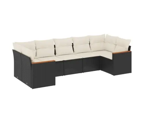 7-Daļīgs Dārza Dīvāna Komplekts Ar Matračiem, Melna Pe Vidaxl