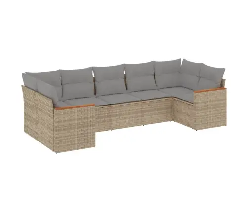 Sofos Komplektas Su Pagalvėlėmis, 7 Dalių, Smėlio, Poliratanas