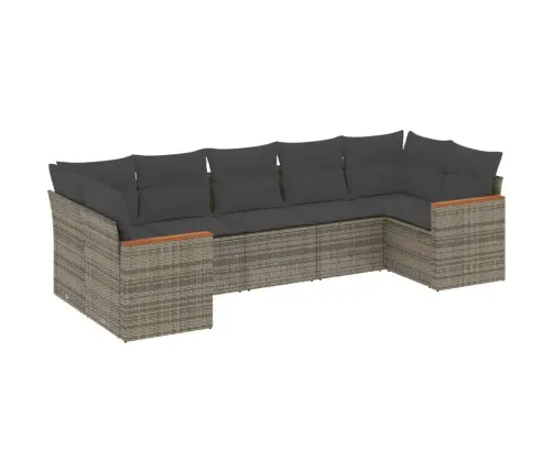 7-Daļīgs Dārza Dīvāna Komplekts, Matrači, Pelēka Pe Rotangpalma Vidaxl