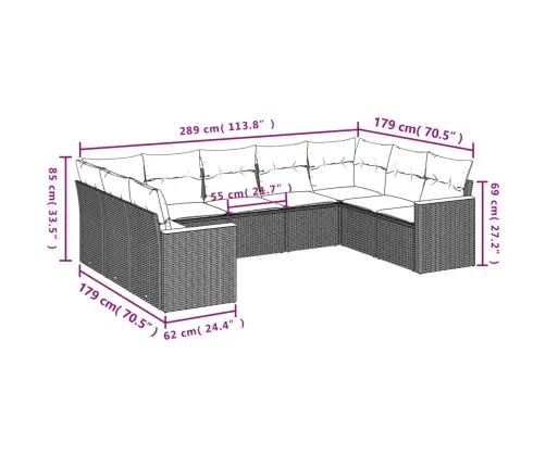 9-Osaline Aiadiivani Komplekt Patjadega, Must, Polürotang
