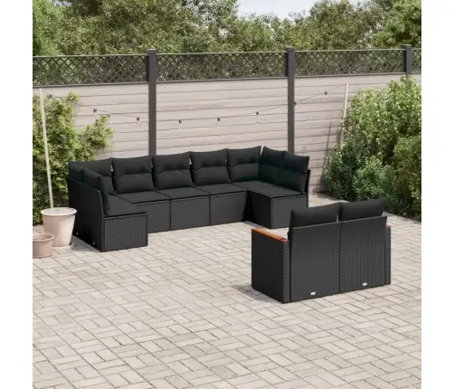 9-Daļīgs Dārza Dīvāna Komplekts, Matrači, Melna Pe Rotangpalma Vidaxl