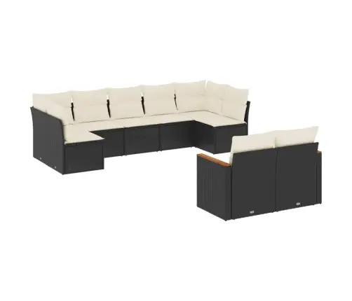 9-Daļīgs Dārza Dīvāna Komplekts, Matrači, Melna Pe Rotangpalma Vidaxl