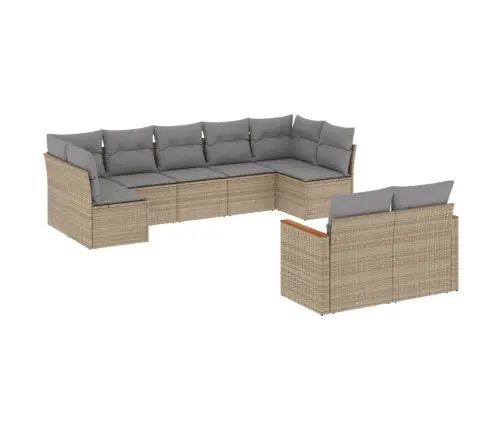 9-Daļīgs Dārza Dīvānu Komplekts, Matrači, Bēša Pe Rotangpalma Vidaxl