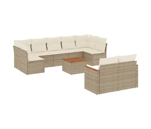 10-Daļīgs Dārza Dīvāna Komplekts, Matrači, Bēša Pe Rotangpalma Vidaxl