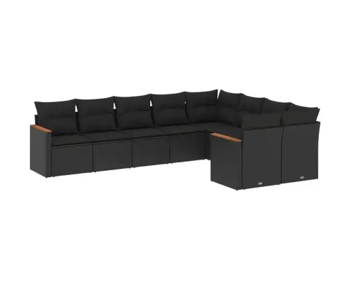 9-Osaline Aiadiivani Komplekt Patjadega, Must, Polürotang