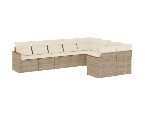 Sodo Komplektas Su Pagalvėlėmis, 9 Dalių, Smėlio, Poliratanas