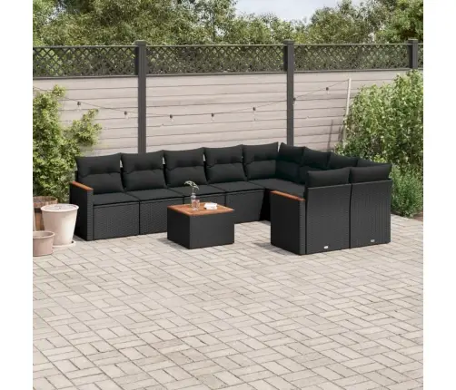 10-Daļīgs Dārza Dīvāna Komplekts, Matrači, Melna Pe Rotangpalma Vidaxl