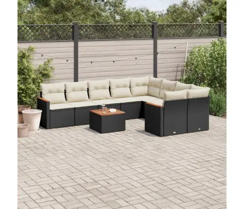 10-Daļīgs Dārza Dīvāna Komplekts, Matrači, Melna Pe Rotangpalma Vidaxl