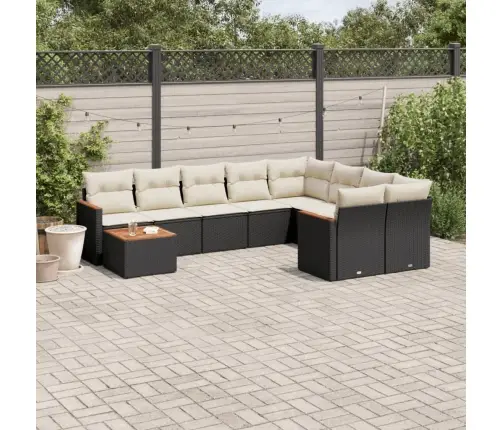 10-Daļīgs Dārza Dīvāna Komplekts, Matrači, Melna Pe Rotangpalma Vidaxl