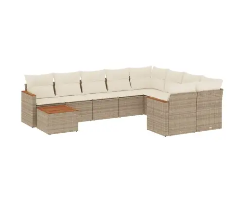 10-Daļīgs Dārza Dīvāna Komplekts, Matrači, Bēša Pe Rotangpalma Vidaxl