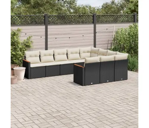 10-Daļīgs Dārza Dīvāna Komplekts, Matrači, Melna Pe Rotangpalma Vidaxl