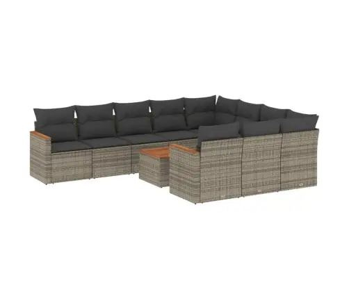 Sodo Komplektas Su Pagalvėlėmis, 11 Dalių, Pilkas, Poliratanas