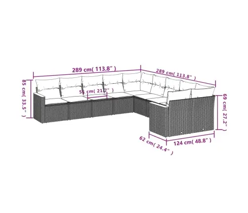 Sofos Komplektas Su Pagalvėlėmis, 10 Dalių, Smėlio, Poliratanas