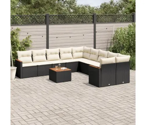 Sodo Komplektas Su Pagalvėlėmis, 11 Dalių, Juodas, Poliratanas