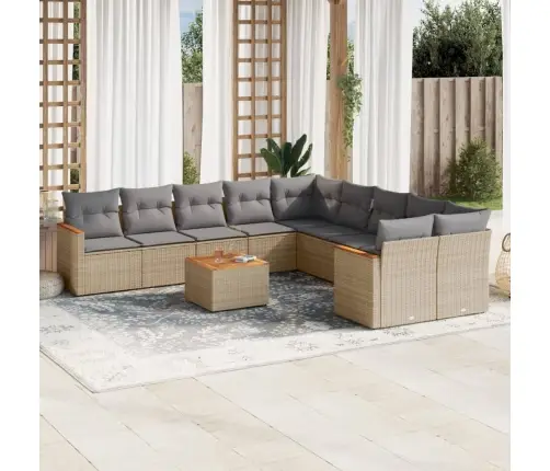 11-Osaline Aiadiivani Komplekt Patjadega, Beež, Polürotang