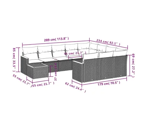 Sodo Komplektas Su Pagalvėlėmis, 11 Dalių, Smėlio, Poliratanas
