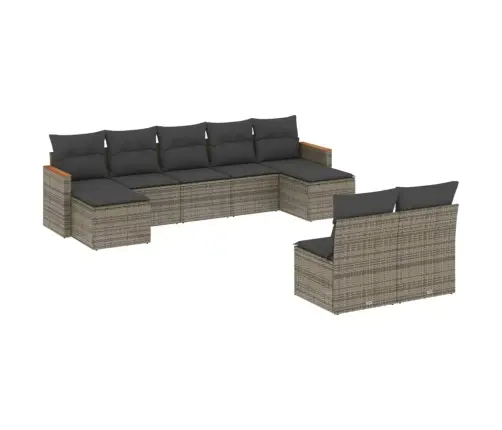 9-Daļīgs Dārza Dīvāna Komplekts Ar Matračiem, Pelēks Pe Pinums Vidaxl