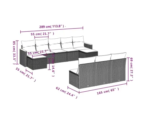 Sodo Komplektas Su Pagalvėlėmis, 10 Dalių, Juodas, Poliratanas