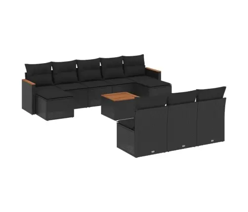 Sodo Komplektas Su Pagalvėlėmis, 11 Dalių, Juodas, Poliratanas