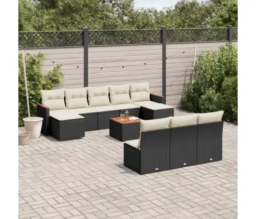 11-Daļīgs Dārza Dīvāna Komplekts, Matrači, Melna Pe Rotangpalma Vidaxl