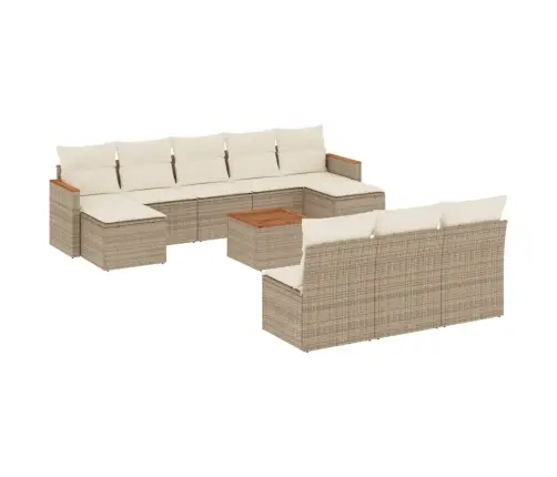 11-Daļīgs Dārza Dīvāna Komplekts, Matrači, Bēša Pe Rotangpalma Vidaxl