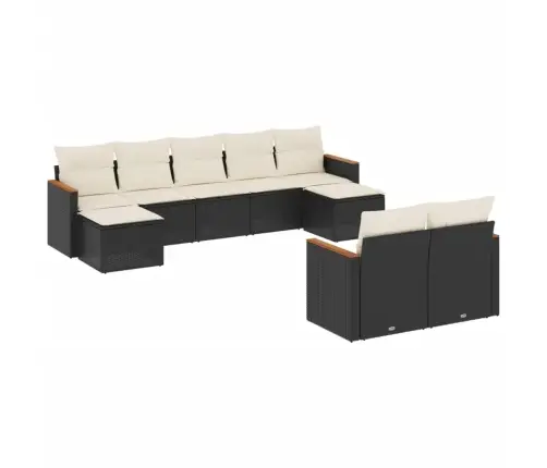 Sodo Komplektas Su Pagalvėlėmis, 9 Dalių, Juodas, Poliratanas