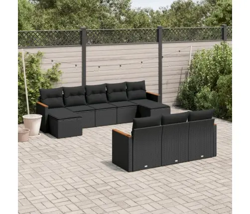 10-Osaline Aiadiivani Komplekt Patjadega, Must, Polürotang