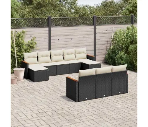 Sodo Komplektas Su Pagalvėlėmis, 10 Dalių, Juodas, Poliratanas