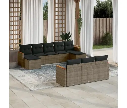 Sodo Komplektas Su Pagalvėlėmis, 10 Dalių, Pilkas, Poliratanas