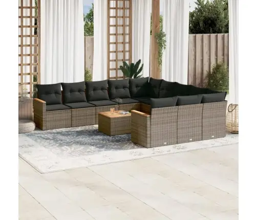 12-Daļīgs Dārza Atpūtas Mēbeļu Komplekts, Matrači, Pelēks Pe Vidaxl