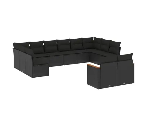 12-Osaline Aiadiivani Komplekt Patjadega, Must, Polürotang