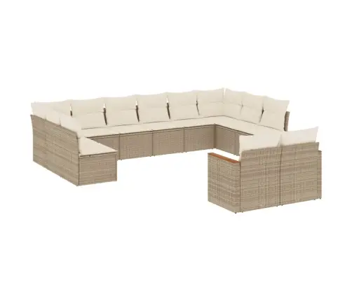 12-Daļīgs Dārza Dīvāna Komplekts, Matrači, Bēša Pe Rotangpalma Vidaxl