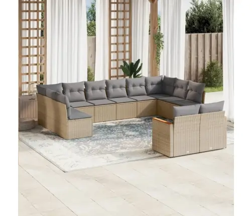 12-Osaline Aiadiivani Komplekt Patjadega, Beež, Polürotang