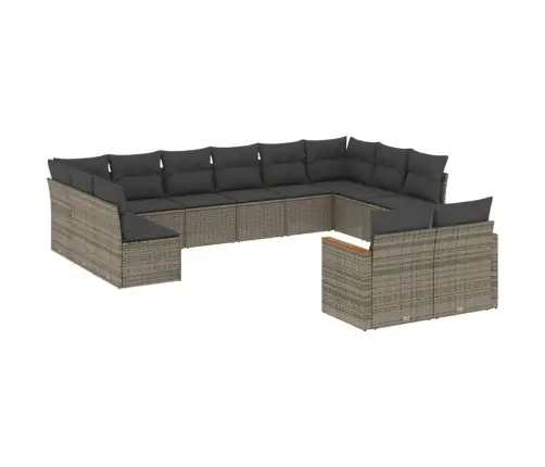 12-Daļīgs Dārza Atpūtas Mēbeļu Komplekts, Matrači, Pelēks Pe Vidaxl