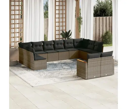 12-Daļīgs Dārza Atpūtas Mēbeļu Komplekts, Matrači, Pelēks Pe Vidaxl