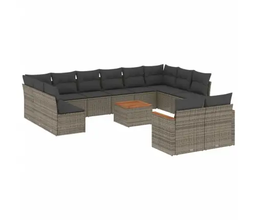 Sodo Komplektas Su Pagalvėlėmis, 13 Dalių, Pilkas, Poliratanas