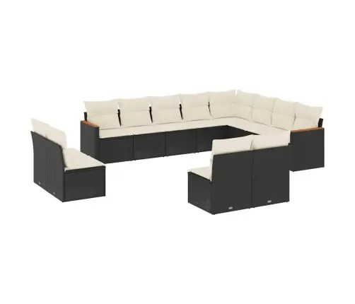 12-Daļīgs Dārza Dīvānu Komplekts, Matrači, Melna Pe Rotangpalma Vidaxl