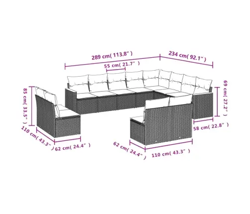 Sodo Komplektas Su Pagalvėlėmis, 12 Dalių, Smėlio, Poliratanas