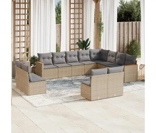 12-Osaline Aiadiivani Komplekt Patjadega, Beež, Polürotang