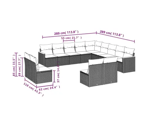 13-Osaline Aiadiivani Komplekt Patjadega, Beež , Polürotang