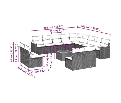 Sodo Komplektas Su Pagalvėlėmis, 14 Dalių, Juodas, Poliratanas