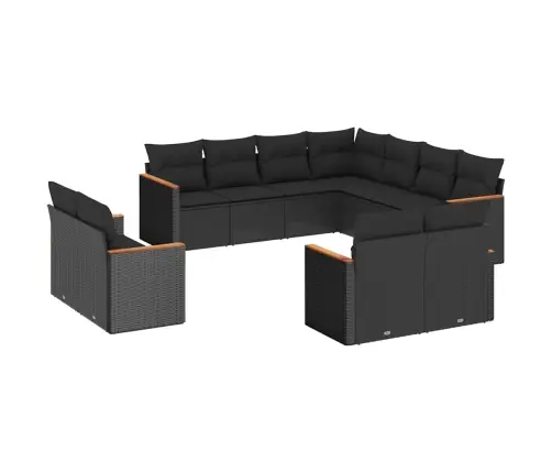 11-Daļīgs Dārza Dīvāna Komplekts, Matrači, Melna Pe Rotangpalma Vidaxl