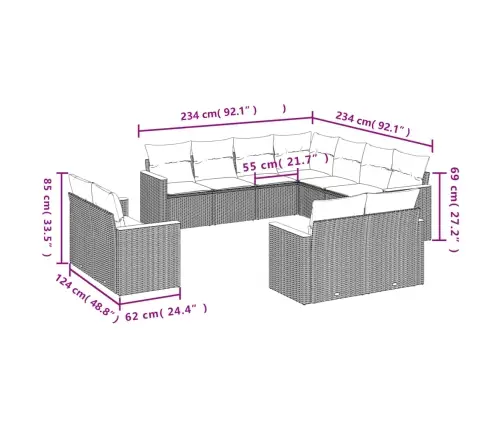 11-Osaline Aiadiivani Komplekt Patjadega, Beež, Polürotang