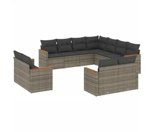 Sodo Komplektas Su Pagalvėlėmis, 11 Dalių, Pilkas, Poliratanas