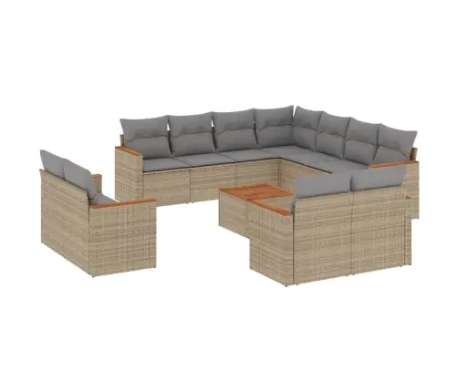 12-Daļīgs Dārza Dīvāna Komplekts, Matrači, Bēša Pe Rotangpalma Vidaxl