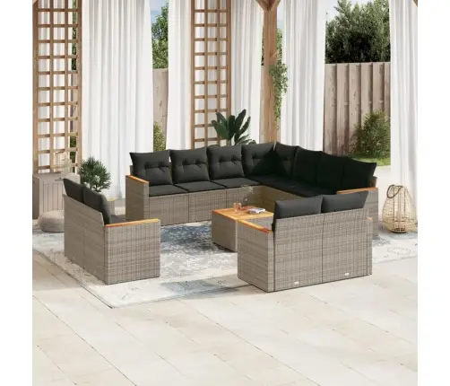 12-Daļīgs Dārza Atpūtas Mēbeļu Komplekts, Matrači, Pelēks Pe Vidaxl