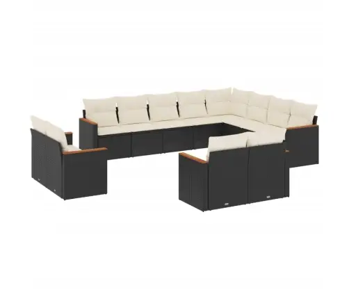 12-Daļīgs Dārza Dīvānu Komplekts, Matrači, Melna Pe Rotangpalma Vidaxl